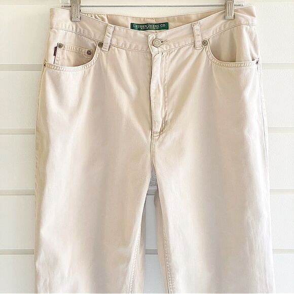 Lauren Jeans Co. Ralph Lauren Beige Straight Leg Light Khaki Pants Size 10 - Picture 4 of 12